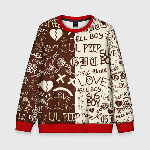 Детский свитшот Lil peep retro pattern / 3D-Красный – фото 1