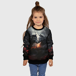 Свитшот детский Влюбленные волки в дыму, цвет: 3D-черный — фото 2