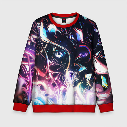 Детский свитшот Фрактальный узор текстура / 3D-Красный – фото 1