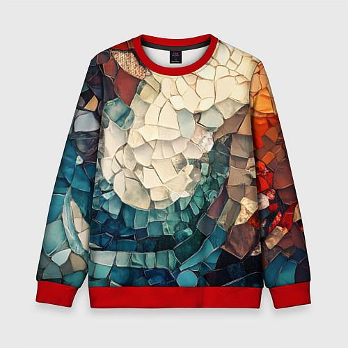 Детский свитшот Мозаика в виде плитки / 3D-Красный – фото 1