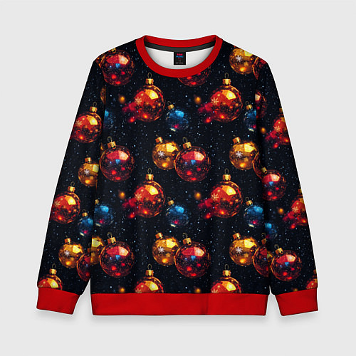 Детский свитшот Новогодние шары паттерн / 3D-Красный – фото 1