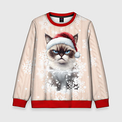 Свитшот детский Угрюмый кот, цвет: 3D-красный
