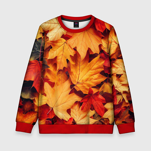 Детский свитшот Осенние кленовые листья / 3D-Красный – фото 1
