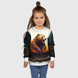 Свитшот детский Агрессивный бурый медведь, цвет: 3D-белый — фото 2
