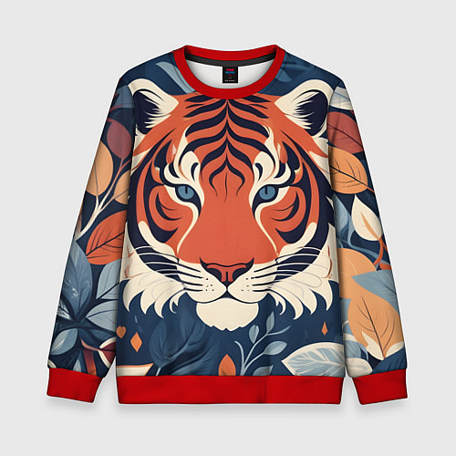 Детский свитшот Тигр яркие контрасты / 3D-Красный – фото 1