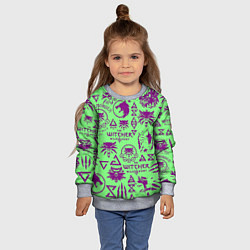 Свитшот детский Ведьмак паттерн логотипы, цвет: 3D-меланж — фото 2