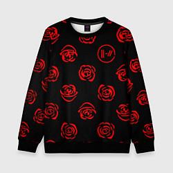 Свитшот детский Twenty one pilots rose pattern, цвет: 3D-черный