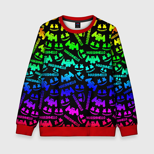 Детский свитшот Marshmello neon steel pattern / 3D-Красный – фото 1