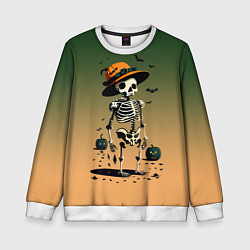 Свитшот детский Funny skeleton - ai art fantasy, цвет: 3D-белый