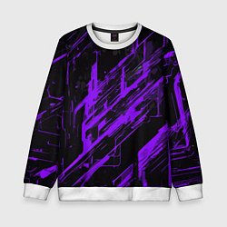 Свитшот детский Purple stripes on a black background, цвет: 3D-белый