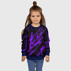 Свитшот детский Purple stripes on a black background, цвет: 3D-синий — фото 2