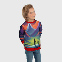 Свитшот детский Фантастический красочный пейзаж, цвет: 3D-красный — фото 2