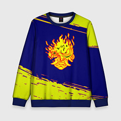 Свитшот детский Cyberpunk 2077 краски полосы, цвет: 3D-синий