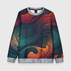 Свитшот детский Эбру теплая абстракция, цвет: 3D-меланж