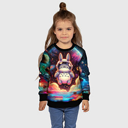 Свитшот детский Тоторо в открытом космосе - нейроарт, цвет: 3D-черный — фото 2