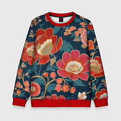 Детский свитшот Искусство алые цветы