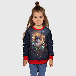 Свитшот детский Уютный котик - Новый год, цвет: 3D-красный — фото 2