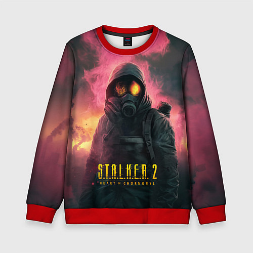 Детский свитшот Stalker 2 горящий атомный завод / 3D-Красный – фото 1