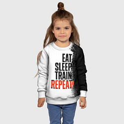 Свитшот детский Eat sleep train repeat, цвет: 3D-белый — фото 2