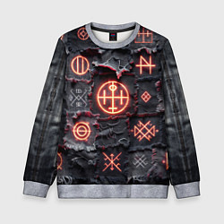 Детский свитшот Символы викингов на пэчворк дениме