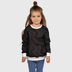 Свитшот детский Красно-белые точки на чёрном фоне, цвет: 3D-белый — фото 2