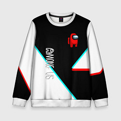 Детский свитшот Among us geometry steel glitch