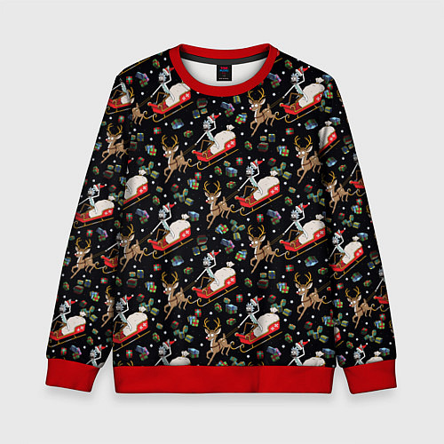 Детский свитшот Рик и Морти сани с оленем - Christmas / 3D-Красный – фото 1