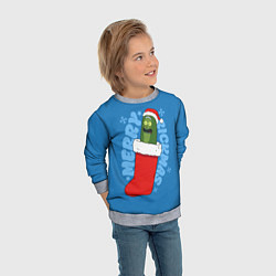 Свитшот детский Новогодний Рик огурчик - Merry Rickmas, цвет: 3D-меланж — фото 2