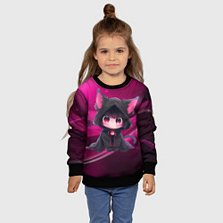 Свитшот детский Куроми - милый котёнок в капюшоне, цвет: 3D-черный — фото 2