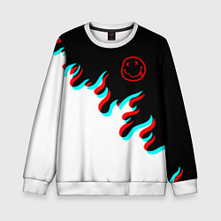 Детский свитшот Нирвана глитч огонь
