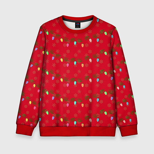 Детский свитшот Гирлянды на красном / 3D-Красный – фото 1