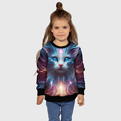 Свитшот детский Fantastic blue-eyed neon kitten, цвет: 3D-черный — фото 2