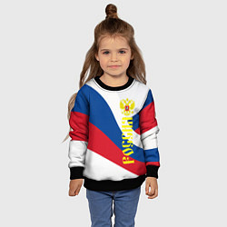 Свитшот детский Флаг России, паттерн, цвет: 3D-черный — фото 2