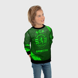 Свитшот детский Sporting - green gradient, цвет: 3D-черный — фото 2