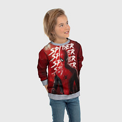 Свитшот детский Spider-man red background, цвет: 3D-меланж — фото 2