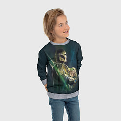 Свитшот детский Куда я туда и он - Мандалорец, цвет: 3D-меланж — фото 2