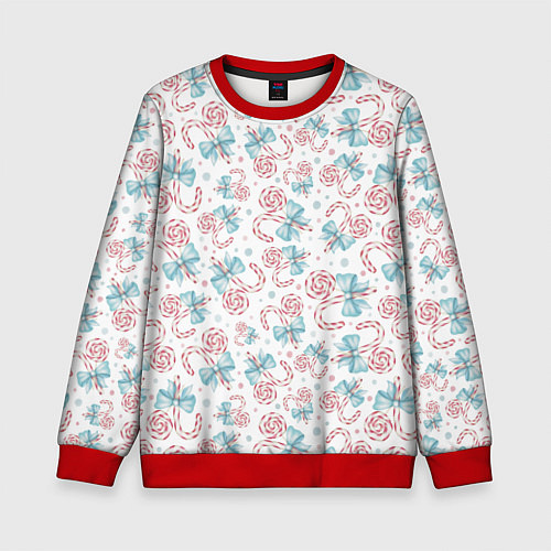 Детский свитшот Новогодние леденцы / 3D-Красный – фото 1