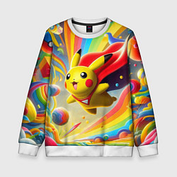 Свитшот детский Super Pikachu - ai art fantasy, цвет: 3D-белый