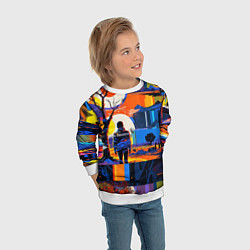 Свитшот детский Ночная прогулка абстракция, цвет: 3D-белый — фото 2