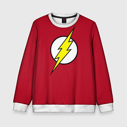 Свитшот детский Flash on red background, цвет: 3D-белый