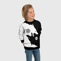 Свитшот детский Волки Одина с воинской символикой, цвет: 3D-черный — фото 2