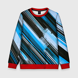 Детский свитшот Синие диагональные полосы на чёрном фоне