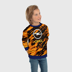 Свитшот детский Opel штрихи огненные, цвет: 3D-синий — фото 2