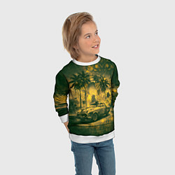 Свитшот детский Винтажный автомобиль под пальмами, цвет: 3D-белый — фото 2