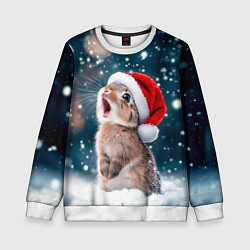 Свитшот детский Милый кролик - первый снег, цвет: 3D-белый