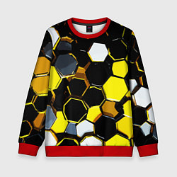 Детский свитшот Жёлто-белые шестиугольники на чёрном фоне