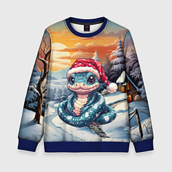 Свитшот детский Символ 2025 года - змейка, цвет: 3D-синий