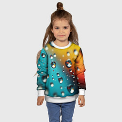 Свитшот детский Крупные капли на цветном фоне, цвет: 3D-белый — фото 2