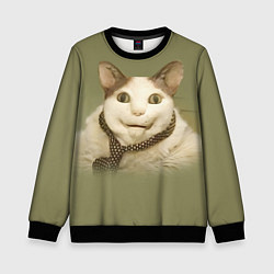 Свитшот детский Бу испугался мем-кот, цвет: 3D-черный