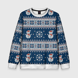 Детский свитшот Вязаный зимний узор со снеговиками
